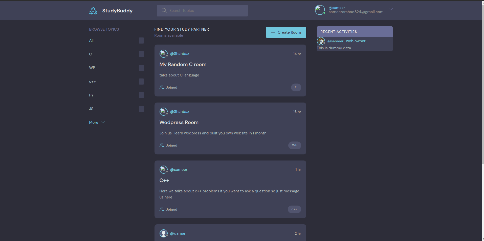 django webapplication findstudypartner