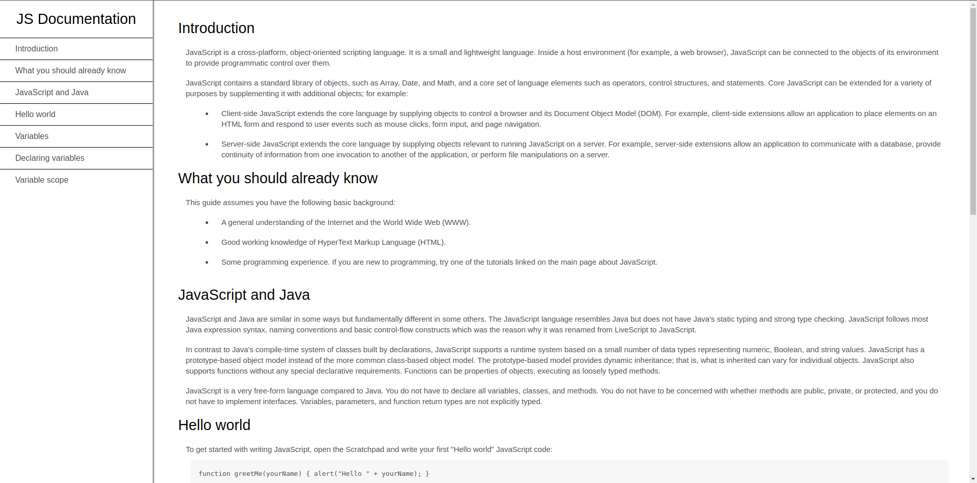 freecodecamp - Java Script technical documentation page